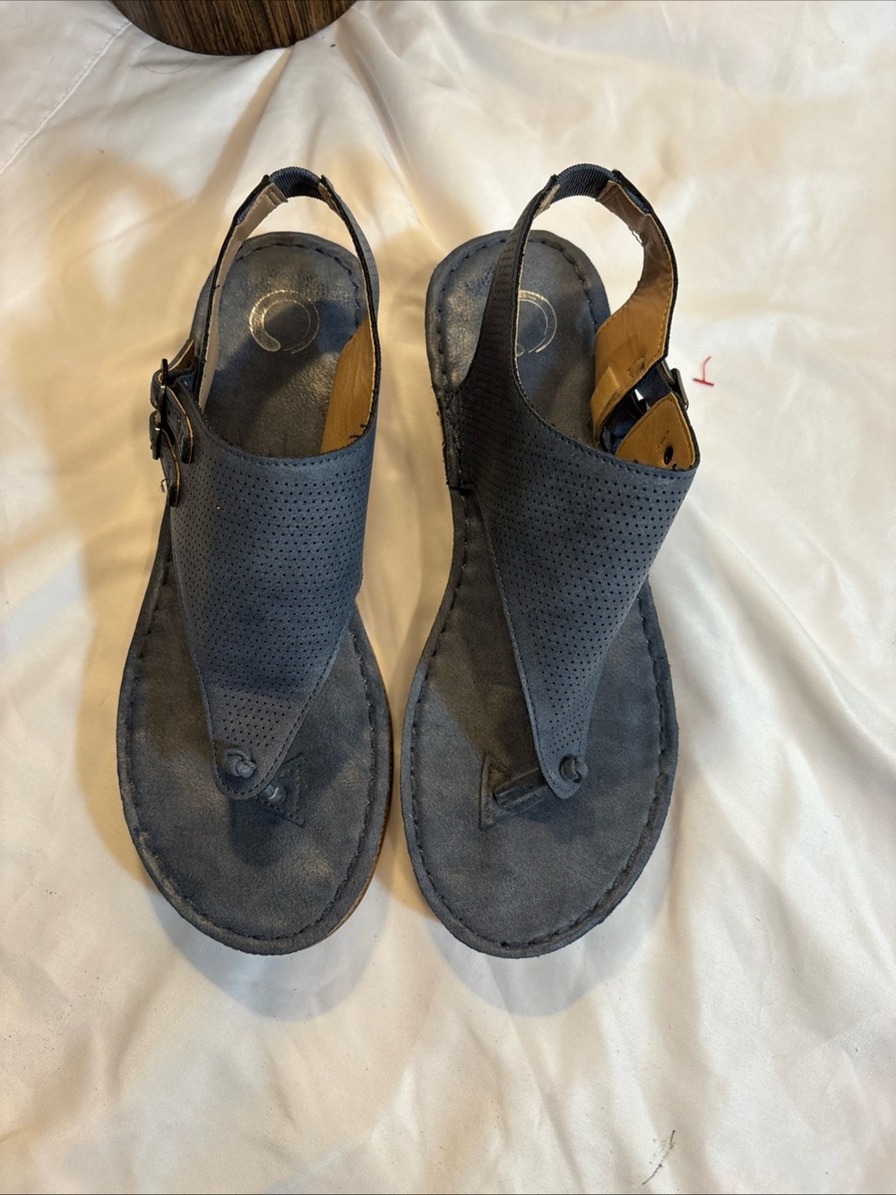 Journey CollectionWomen’s Dark  Blue Gray Slingback Thong Sandals